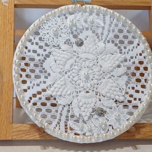 Elegant White Lace Embroidery Hoop